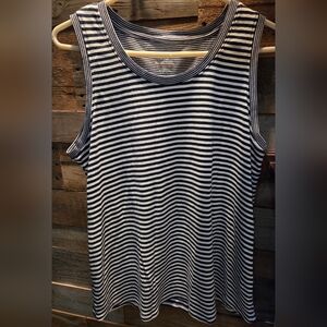 J.Jill Navy/White Stripe Sleeveless Relax Tank, M, July 4